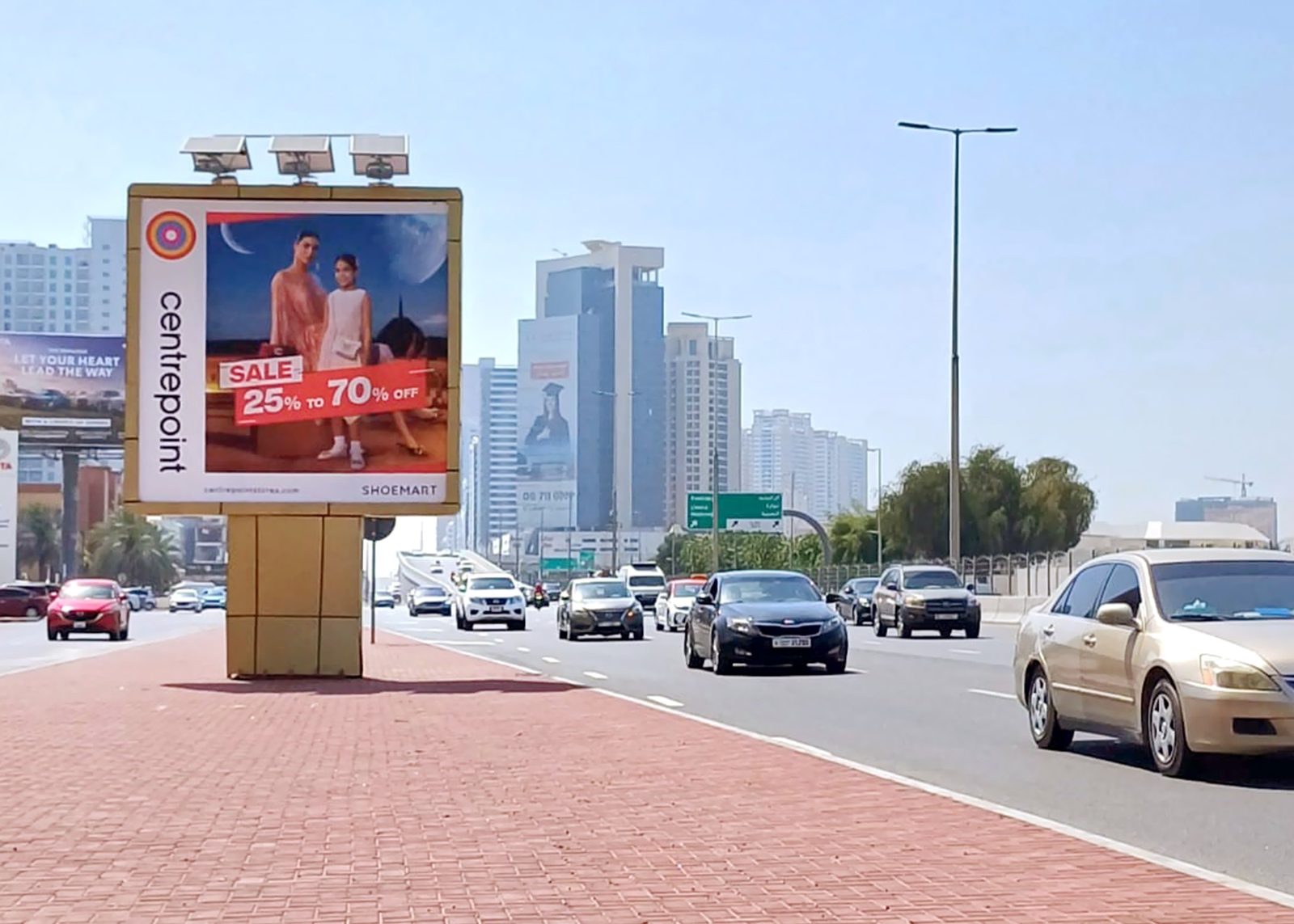 Shaikh Khaleefa St Area — Front-Lit Mini Unipole, Ajman