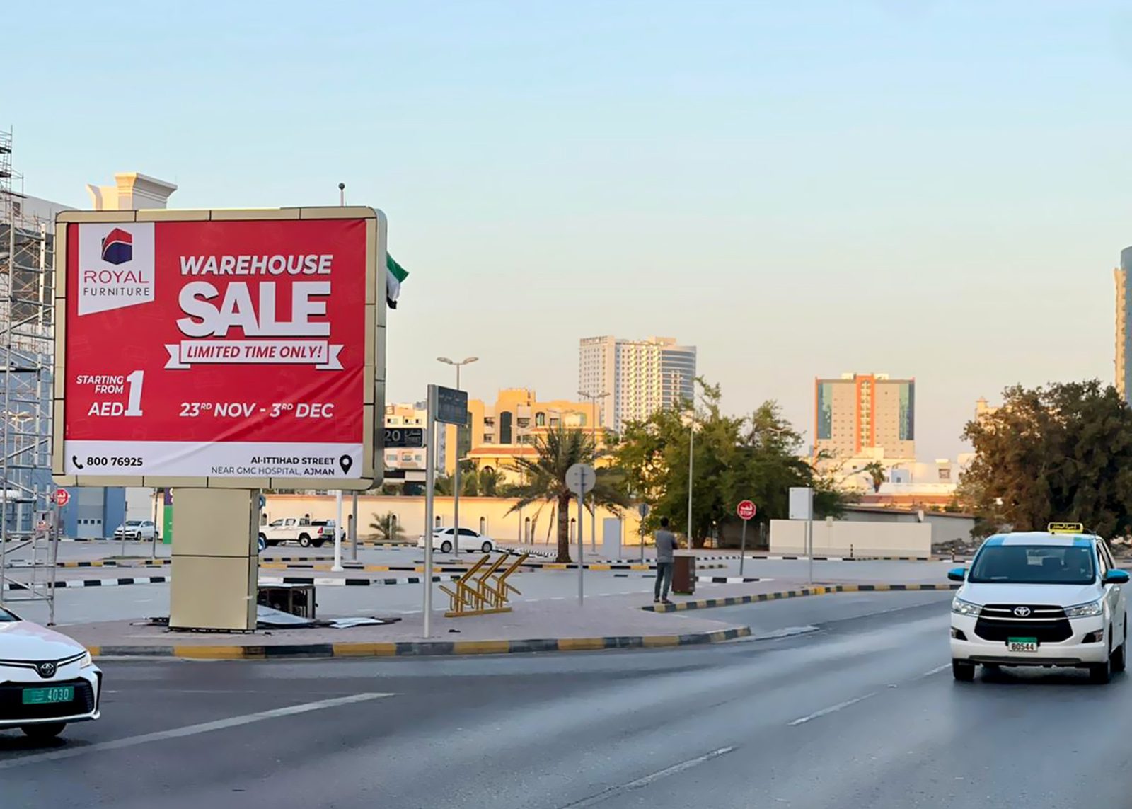 Shaikh Rashid St Near AJM Co-Operative Society — Front-Lit Mini Unipole, Ajman
