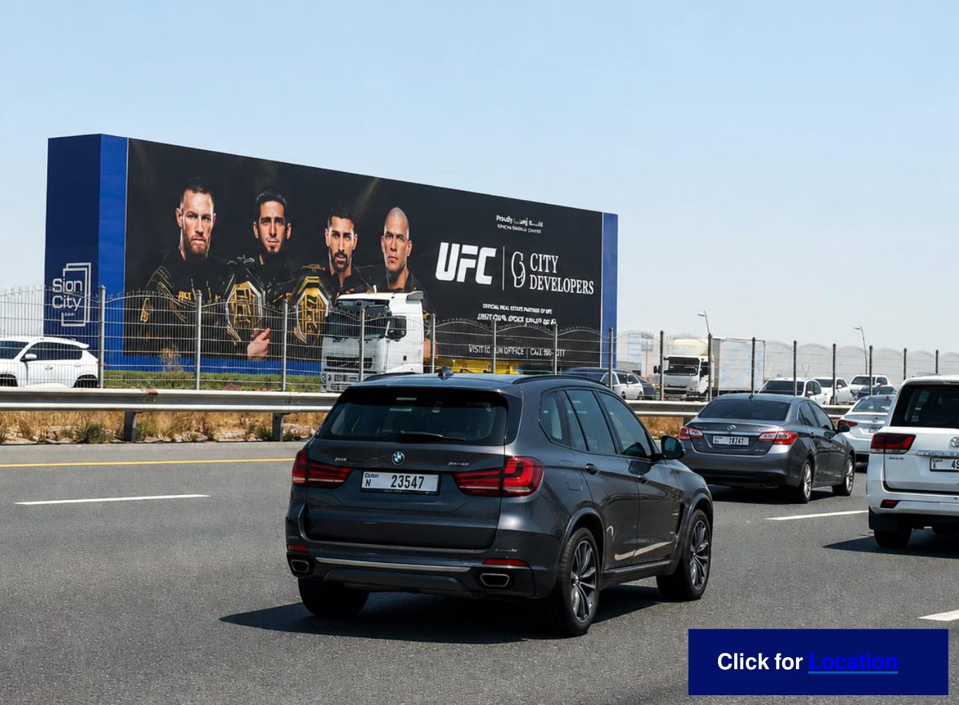 SZR Jebel Ali Area — Hoarding 2 — Front-Lit Hoarding, Dubai