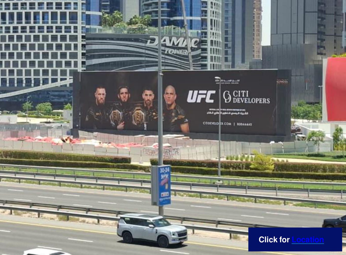 Al Khail Rd — Business Bay / Dubai Mall Exit — Front-Lit Hoarding, Dubai