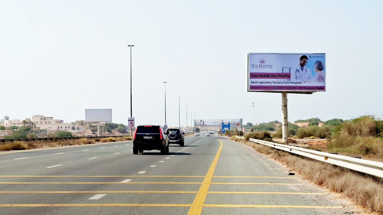 SMBZ Rd RAK Entrance Area SHJ To RAK — Back-Lit unipole, Ras Al Khaimah