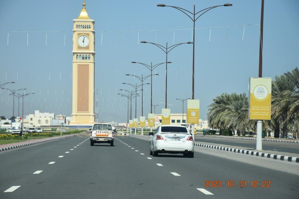 Kalba Clock R/A Area — Back-Lit Lamppost, Sharjah